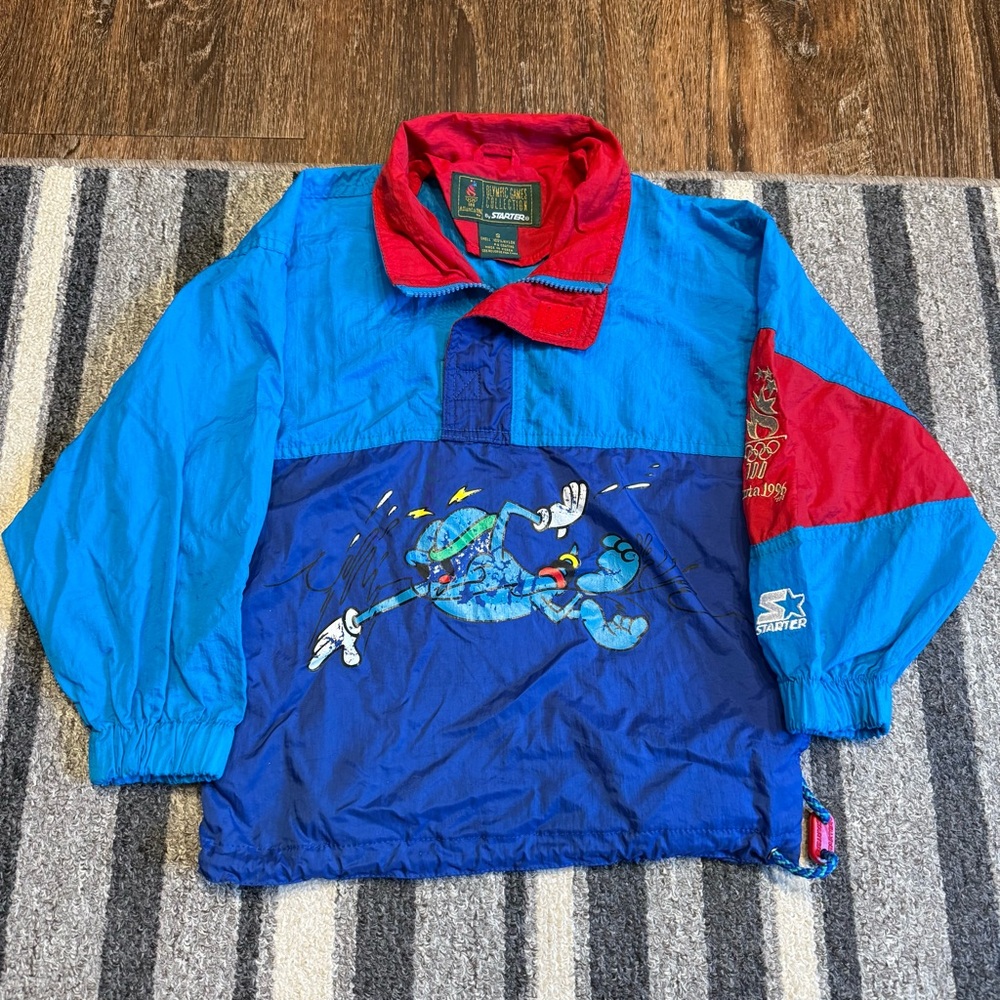 Sick Vintage 90s Atlanta Olympic Games Izzy Starter Windbreaker Jacket Kids Sz.S